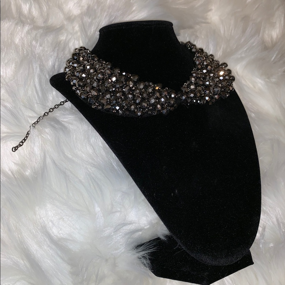 Beautiful silver and grey crystal necklace.